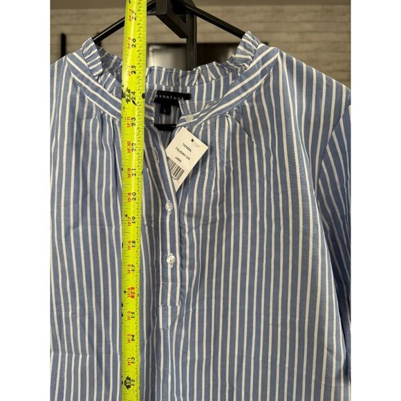 EUC- Only worn twice!Gibsonlook Dianthus Henley Puff Sleeve Striped Blouse - Picture 5 of 9